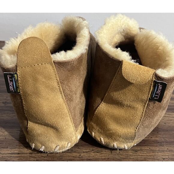 LL Bean Mens 9 Wide Wicked Good Slippers Suede Shearling Bootie Mocs - Picture 7 of 10